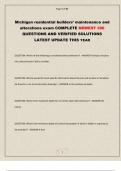 Michigan residential builders&rsquo; maintenance and alterations exam COMPLETE NEWEST 300 QUESTIONS AND VERIFIED SOLUTIONS LATEST UPDATE THIS YEAR