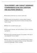 TEXAS PROPERTY AND CASUALTY INSURANCE COMPREHENSIVE EXAM 2026 QUESTIONS AND SOLUTIONS GRADED A&plus;