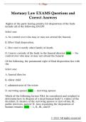 Mortuary Law EXAMS Questions and  Correct Answers