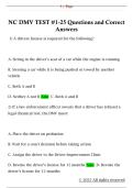 NC DMV TEST &num;1-25 Questions and Correct  Answers 
