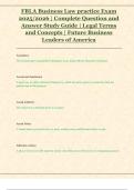 FBLA Business Law practice Exam  2025&sol;2026 &vert; Complete Question and  Answer Study Guide &vert; Legal Terms  and Concepts &vert; Future Business  Leaders of America