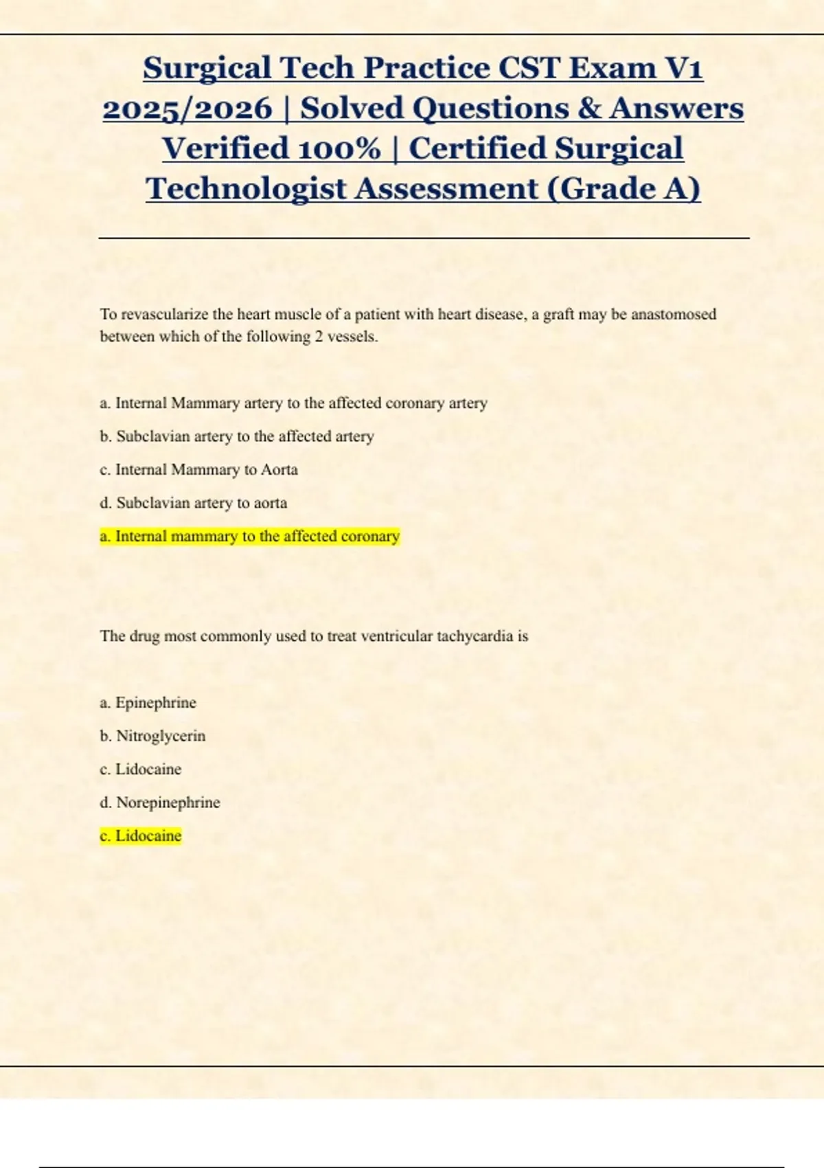 Surgical Tech Practice CST Exam V1 2025/2026 | Solved Questions ...