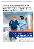 Fundamental Concepts and Skills for the Patient Care Technician &lpar;2nd Edition&comma; Mosby 2022&rpar; &ndash; Kimberly Townsend Little &ndash; Complete Test Bank with Answers LATEST
