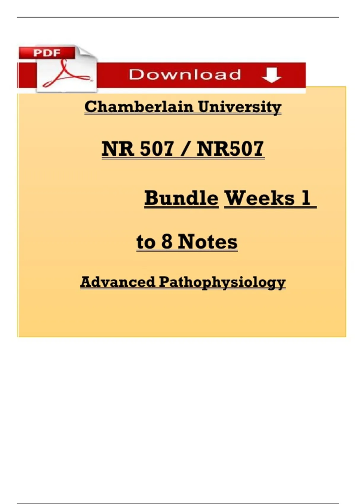 Chamberlain University NR 507 / NR507 Bundle Weeks 1 to 8 Notes ...