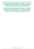 Test Bank&colon; Maternal-Newborn Nursing&colon; The Critical Components of Nursing Care&comma; 3rd Edition&comma; Roberta Durham&comma; Linda Chapman latest update 2023