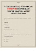 Construction Drawing Test COMPLETE NEWEST 150 QUESTIONS AND VERIFIED SOLUTIONS LATEST UPDATE THIS YEAR
