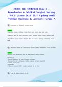 NURS 120&sol; NURS120 Quiz 6 &ndash; Introduction to Medical Surgical Nursing &vert; WCU &lpar;Latest 2026&sol; 2027 Update&rpar; 100&percnt; Verified Questions & Answers &vert; Grade A