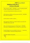 FNP 1 DERMATOLOGY FINAL EXAM QUESTIONS AND ANSWERS 2026