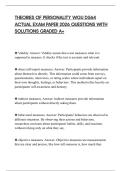 THEORIES OF PERSONALITY WGU D564 ACTUAL EXAM PAPER 2026 QUESTIONS WITH SOLUTIONS GRADED A&plus;