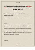 ATI Leadership Proctored Exam COMPLETE NEWEST 70 QUESTIONS AND VERIFIED SOLUTIONS LATEST UPDATE THIS YEAR