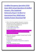 Certified Occupancy Specialist &lpar;COS&rpar; Exam With Actual Questions & Verified Answers &comma;Plus Explained Rationales&sol;Expert Verified For Guaranteed Pass 2026&sol;Latest Update&sol;Instant Download Pdf