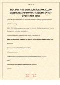 BIOL 1406 Final Exam ACTUAL EXAM ALL 200 QUESTIONS AND CORRECT ANSWERS LATEST UPDATE THIS YEAR