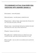 TITLE INSURANCE ACTUAL EXAM PAPER 2026 QUESTIONS WITH ANSWERS GRADED A&plus;