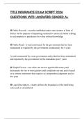 TITLE INSURANCE EXAM SCRIPT 2026 QUESTIONS WITH ANSWERS GRADED A&plus;