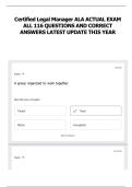 Certified Legal Manager ALA ACTUAL EXAM ALL 116 QUESTIONS AND CORRECT ANSWERS LATEST UPDATE THIS YEAR 