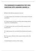 TITLE INSURANCE EXAMINATION TEST 2026 QUESTIONS WITH ANSWERS GRADED A&plus;