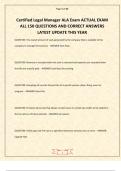 Certified Legal Manager ALA Exam ACTUAL EXAM ALL 150 QUESTIONS AND CORRECT ANSWERS LATEST UPDATE THIS YEAR