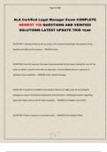 ALA Certified Legal Manager Exam COMPLETE NEWEST 150 QUESTIONS AND VERIFIED SOLUTIONS LATEST UPDATE THIS YEAR