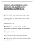 TN ETHICS AND JURISPRUDENCE ACTUAL EXAM PAPER 2026 QUESTIONS WITH SOLUTIONS GUARANTEED TO PASS