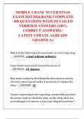 MOBILE CRANE NCCER FINAL  EXAM 2025&sol;2026 BANK COMPLETE  400 QUESTIONS WITH DETAILED  VERIFIED ANSWERS &lpar;100&percnt;  CORRECT ANSWERS&rpar; &sol;  LATEST UPDATE ALREADY  GRADED A&plus; 
