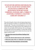 NCLEX-RN READINESS 2025&sol;2026 BANK  ACTUAL EXAM NEXT GENERATION  EXAM &lpar;NGN&rpar; COMPLETE 500  QUESTIONS WITH DETAILED  VERIFIED ANSWERS &lpar;100&percnt; CORRECT  ANSWERS&rpar; &sol;EXPERTLY CRAFTED  ALREADY GRADED A&plus;