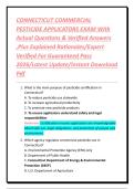 CONNECTICUT COMMERCIAL PESTICIDE APPLICATORS EXAM With Actual Questions & Verified Answers &comma;Plus Explained Rationales&sol;Expert Verified For Guaranteed Pass 2026&sol;Latest Update&sol;Instant Download Pdf