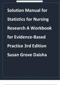 Complete Solution Manual for Statistics for Nursing Research: A Workbook for Evidence-Based Practice 3rd Edition Grove (2025) – Full Exercise Answers, Rationales & Calculations
