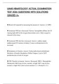 UAMS HEMATOLOGY ACTUAL EXAMINATION TEST 2026 QUESTIONS WITH SOLUTIONS GRADED A&plus;
