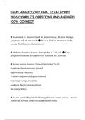 UAMS HEMATOLOGY FINAL EXAM SCRIPT 2026 COMPLETE QUESTIONS AND ANSWERS 100&percnt; CORRECT