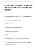 UC DAVIS MATH PLACEMENT CERTIFICATION EVALUATION EXAMS 2026 QUESTIONS WITH ANSWERS