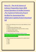 Navy CS &ndash; The Art & Science of Culinary Preparation Exam With Actual Questions & Verified Answers &comma;Plus Explained Rationales&sol;Expert Verified For Guaranteed Pass 2026&sol;Latest Update&sol;Instant Download Pdf