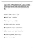 UGA MATH PLACEMENT ACTUAL EXAM PAPER 2026 QUESTIONS WITH ANSWERS GRADED A&plus;