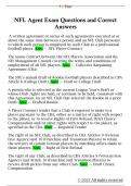 NFL Agent Exam Questions and Correct  Answers