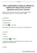 NHA&colon; CERTIFIED CLINICAL MEDICAL  ASSISTANT PRACTICE EXAM 1  Questions and Correct Answers 