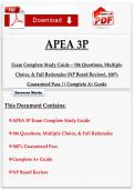 APEA 3P Exam Complete Study Guide &ndash; 186 Questions&comma; Multiple Choice&comma; & Full Rationales &lpar;NP Board Review&rpar;&comma; 100&percnt; Guaranteed Pass &vert;&vert; Complete A&plus; Guide