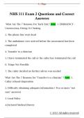NHS 111 Exam 2 Questions and Correct  Answers