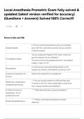 Local Anesthesia Prometric Exam fully solved & updated &lpar;latest version verified for accuracy&rpar; &lpar;Questions &plus; Answers&rpar; Solved 100&percnt; Correct&excl;&excl;