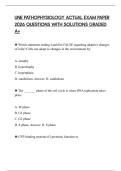 UNE PATHOPHYSIOLOGY ACTUAL EXAM PAPER 2026 QUESTIONS WITH SOLUTIONS GRADED A&plus;