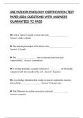 UNE PATHOPHYSIOLOGY CERTIFICATION TEST PAPER 2026 QUESTIONS WITH ANSWERS GUARANTEED TO PASS