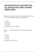 UNE PATHOPHYSIOLOGY EXAM SCRIPT 2026 FULL QUESTIONS AND CORRECT ANSWERS ALREADY PASSED