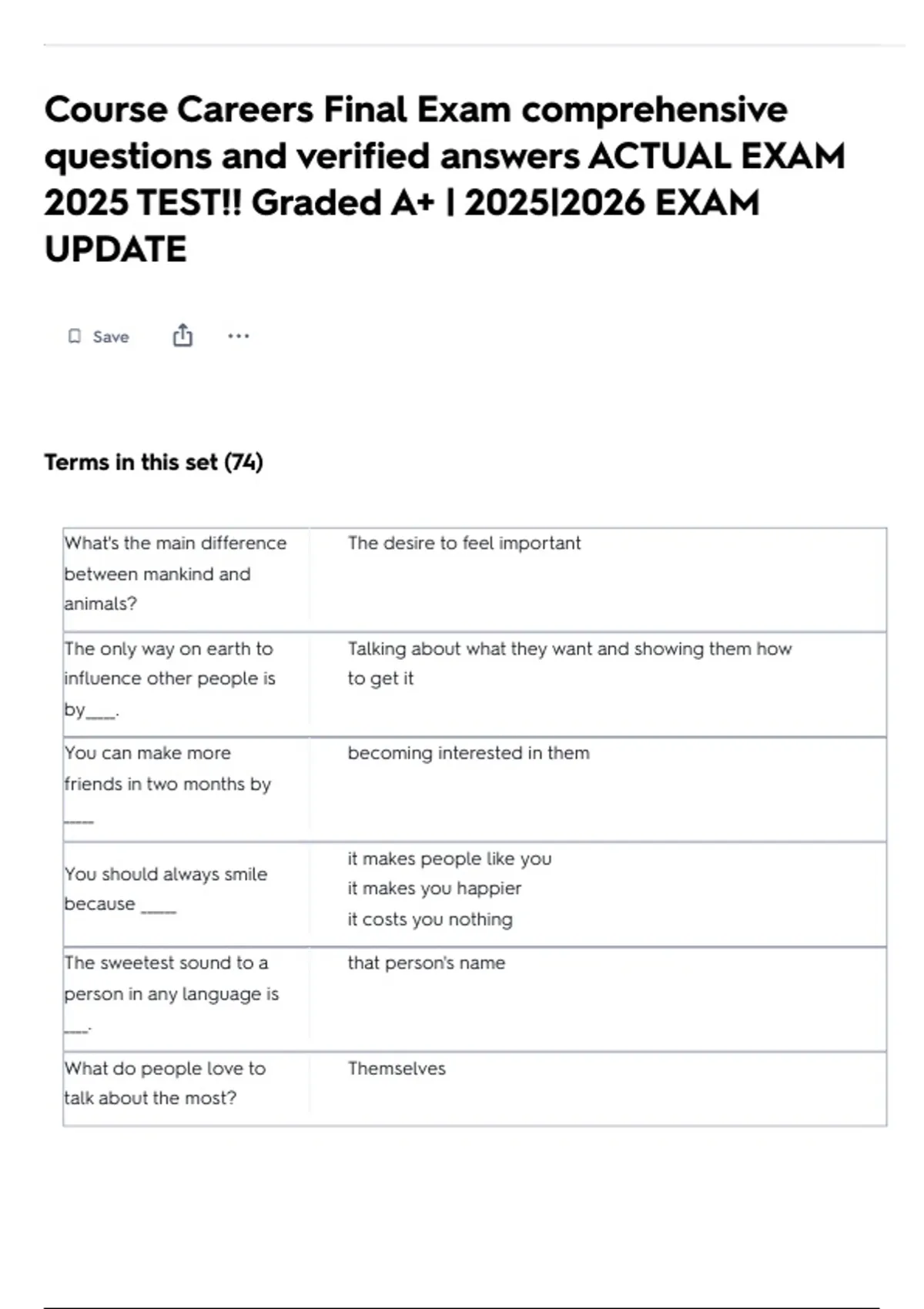 Course Careers Final Exam comprehensive questions and verified answers ...