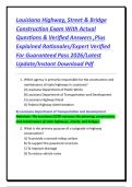 Louisiana Highway&comma; Street & Bridge Construction Exam With Actual Questions & Verified Answers &comma;Plus Explained Rationales&sol;Expert Verified For Guaranteed Pass 2026&sol;Latest Update&sol;Instant Download Pdf