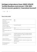 Michigan jurisprudence Exam &lpar;2025&rpar; UPDATE Verified Questions And Answers &vert; With 100&percnt; Correct Answers graded A&plus; Guaranteed Success&excl;&excl;