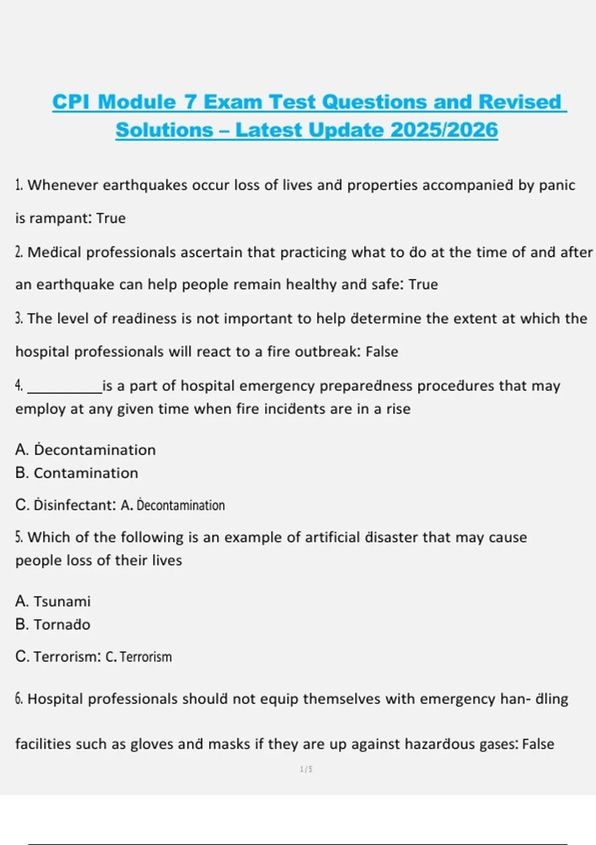 CPI Module 7 Exam Test Questions and Revised Solutions – Latest Update ...