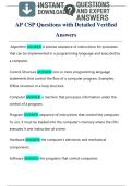 AP CSP Questions with Detailed Verified  Answers 