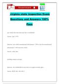 virginia state inspection Exam Questions and Answers 100&percnt; Pass