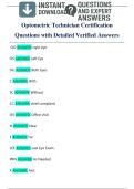 Optometric Technician Certification  Questions with Detailed Verified Answers