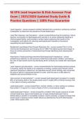 NJ EPA Lead Inspector & Risk Assessor Final Exam &vert; 2025&sol;2026 Updated Study Guide & Practice Questions &vert; 100&percnt; Pass Guarantee