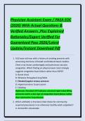 Physician Assistant Exam &sol; PAEA EOC &lpar;2026&rpar; With Actual Questions & Verified Answers &comma;Plus Explained Rationales&sol;Expert Verified For Guaranteed Pass 2026&sol;Latest Update&sol;Instant Download Pdf