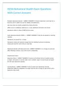 HOSA Behavioral Health Exam Questions With Correct Answers